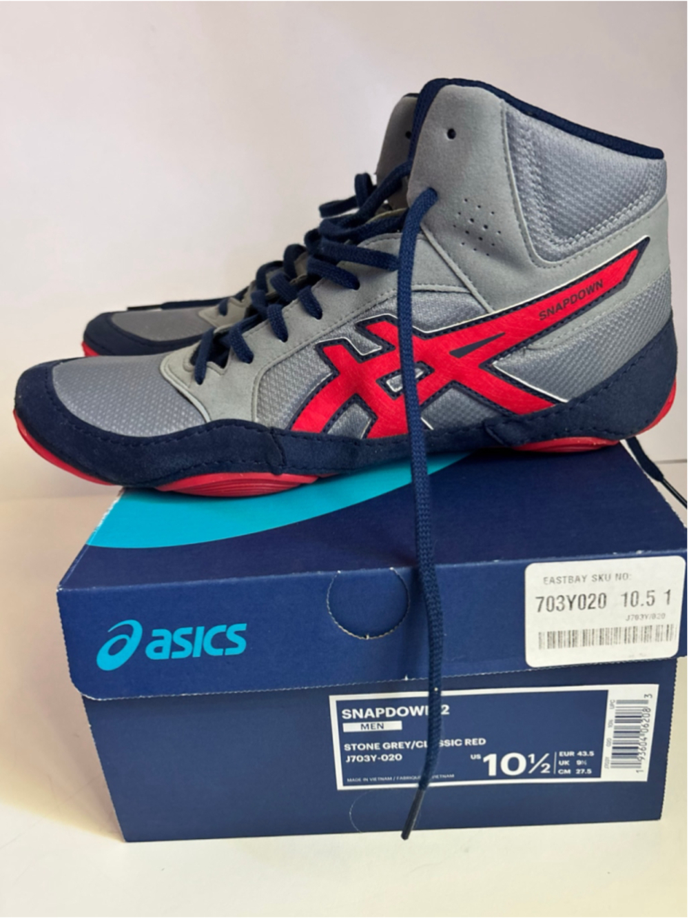 Men's Asics Snapdown 2 Wrestling Shoes Size 10.5 Grey Red